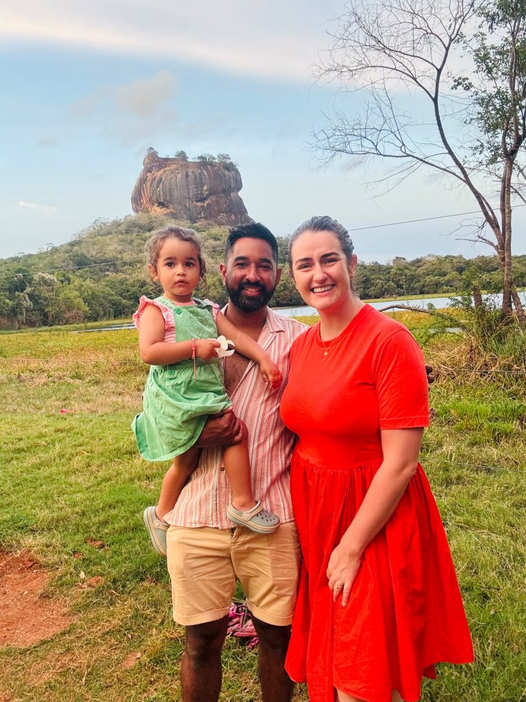 Family visiting ancient Sigiriya Lion Rock with Olanka Tours